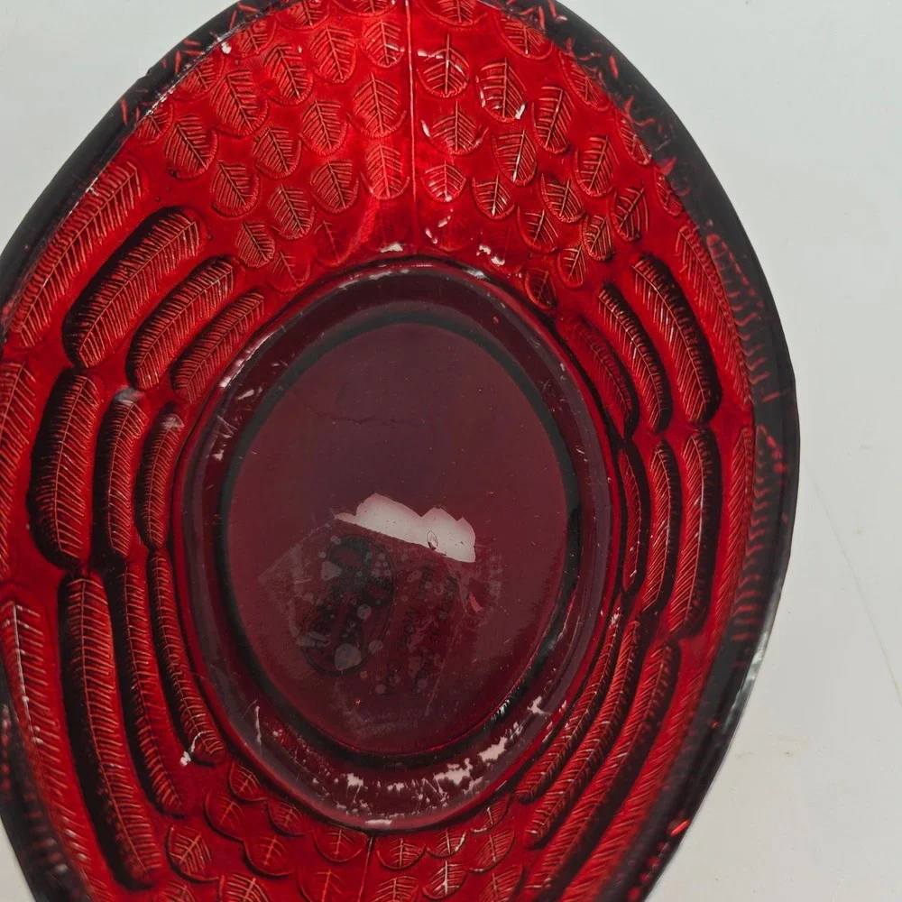 Vintage Cracker Barrel Red Glass Hen on Nest Covered Candy Dish